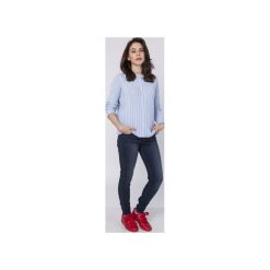 Minimalistyczna bluzka z rękawami 3/4. Niebieskie bluzki damskie Bird, s, bez wzorów, bez kołnierzyka, bez rękawów. Za 139,00 zł.
