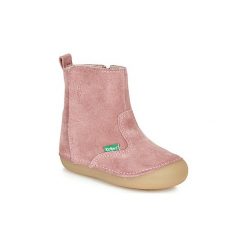 Kozaki Dziecko Kickers SOCOOL. Różowe kozaki dziewczęce Kickers, bez wzorów, bez obcasa. Za 186,20 zł.