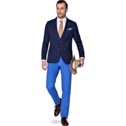 Marynarka Granatowa w Kratę Rapallo. Szare marynarki męskie marki LANCERTO, s, bez wzorów, z tkaniny, eleganckie. W wyprzedaży za 299,90 zł.