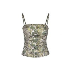 Bluzka Sara snake. Zielone bluzki damskie Cool me, xl, bez wzorów, ze skóry, bez kołnierzyka, bez rękawów. Za 219,00 zł.