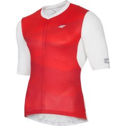 Koszulka rowerowa męska RKM152 - czerwony allover. Czerwone koszulki męskie 4f, s, bez wzorów, z elastanu, rowerowe. W wyprzedaży za 49,99 zł.