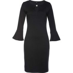 Sukienka shirtowa bonprix czarny. Czarne sukienki damskie bonprix, bez wzorów, z okrągłym kołnierzem, bez rękawów. Za 99,99 zł.
