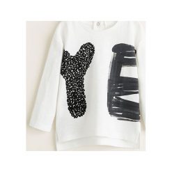 Mango Kids - Longsleeve dziecięcy Ocata 80-104 cm. Białe t-shirty chłopięce marki Mango Kids, z nadrukiem, z bawełny, bez rękawów. W wyprzedaży za 19,90 zł.