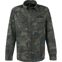 Brandit Slim Fit Shirt Koszula kamuflaż Woodland. Szare koszule męskie marki Brandit, xl, vintage, z długim rękawem. Za 99,90 zł.