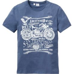 T-shirt z nadrukiem bonprix indygo. Niebieskie koszulki męskie bonprix, xl, z nadrukiem, bez kołnierzyka, bez rękawów. Za 37,99 zł.