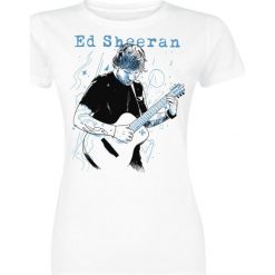 Sheeran, Ed Guitar Line Illustration Koszulka damska biały. Białe bluzki z odkrytymi ramionami marki Sheeran, Ed, l. Za 54,90 zł.