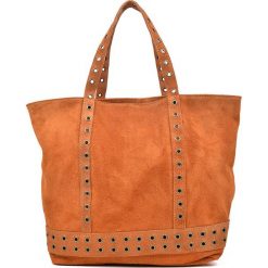 Shopper bag damskie: Skórzany shopper bag w kolorze koniaku – 33 x 50 x 18 cm