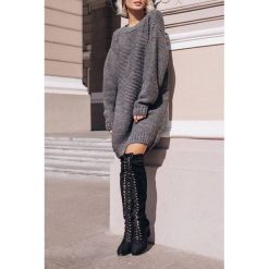 Sweter damski GORZA GREY. Szare bluzy damskie IVET, bez wzorów, z materiału. W wyprzedaży za 59,00 zł.