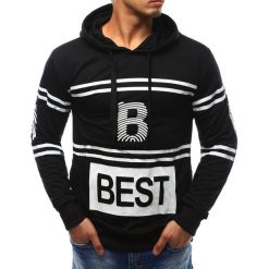 Bluzy męskie: Bluza męska z kapturem czarna (bx2377)