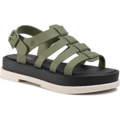 Sandały MELISSA - Flox III Snake Ad 32763 Green/Black/Beige 52907. Zielone klapki damskie Melissa, bez wzorów, z tworzywa sztucznego, bez obcasa. W wyprzedaży za 349,00 zł.