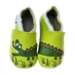 Buciki niemowlęce: Skórzane buty niemowlęce w kolorze zielonym