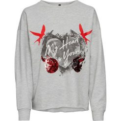 Bluza dresowa bonprix szary. Szare bluzy damskie bonprix, z dresówki, bez kaptura. Za 44,99 zł.