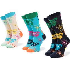 Zestaw 3 par wysokich skarpet unisex HAPPY SOCKS - SXDOG08 Kolorowy. Skarpetki damskie Happy Socks, bez wzorów, z elastanu. W wyprzedaży za 99,90 zł.