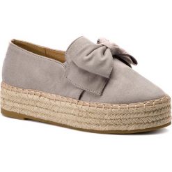 Espadryle JENNY FAIRY - WS901-01 Grey. Szare espadryle damskie Jenny Fairy, bez wzorów, ze skóry ekologicznej, bez obcasa, na obcasie. Za 89,99 zł.