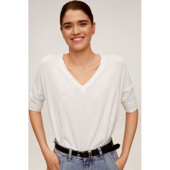 Mango - Longsleeve Piki. Białe bluzki damskie Mango, s, bez wzorów, z elastanu, casualowe, bez kołnierzyka, z krótkim rękawem. Za 69,90 zł.