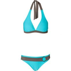 Bikini z ramiączkami wiązanymi na szyi bonprix turkusowy. Niebieskie bikini bonprix. Za 79,99 zł.