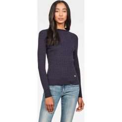 G-Star Raw - Sweter. Niebieskie swetry damskie G-Star RAW, s, bez wzorów, z elastanu, retro, z krótkim rękawem, krótkie, bez kaptura. W wyprzedaży za 229,90 zł.