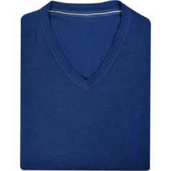 Granatowy sweter w szpic SW45. Niebieskie swetry męskie m, z bawełny, casualowe. Za 117,00 zł.