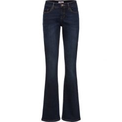 Dżinsy ze stretchem BOOTCUT bonprix ciemnoniebieski. Niebieskie jeansy damskie bonprix, z jeansu. Za 54,99 zł.
