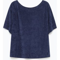 Koszulka "Ponpon" w kolorze granatowym. Niebieskie koszulki damskie American Vintage, s, bez wzorów, z weluru, bez kołnierzyka. W wyprzedaży za 107,95 zł.