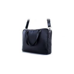 Czarna elegancka męska torba na ramię brodrene bl13, Kolor wnętrza: Czerwony. Czerwone torby na laptopa marki Brødrene, w paski, ze skóry. Za 395,00 zł.
