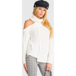 GOLF Patrizia Pepe. Białe swetry damskie Patrizia Pepe, s, z aplikacjami, ze splotem, bez rękawów, bez kaptura. Za 533,40 zł.