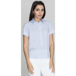 Niebieska Bluzka Polo z Krótkim Rękawem. Niebieskie bluzki z odkrytymi ramionami marki Molly.pl, l, z poliesteru, casualowe, z wykładanym kołnierzem, z krótkim rękawem. Za 99,90 zł.