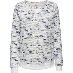 Bluza dresowa, długi rękaw bonprix biel wełny z nadrukiem. Białe bluzy rozpinane damskie bonprix, z nadrukiem, z dresówki, z długim rękawem, długie. Za 59,99 zł.