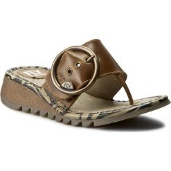 Japonki FLY LONDON - Trim P500453022 Camel. Pomarańczowe klapki damskie marki Fly London, ze skóry, na obcasie. W wyprzedaży za 249,00 zł.