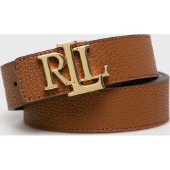 Lauren Ralph Lauren - Pasek skórzany dwustronny. Pomarańczowe paski damskie Lauren Ralph Lauren, w paski, ze skóry. Za 249,90 zł.