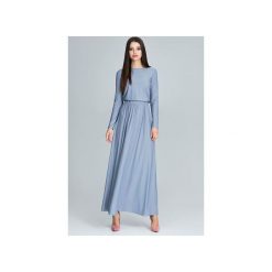 Sukienka604 Szary. Szare sukienki damskie FIGL, na co dzień, xl, bez wzorów, eleganckie, bez kołnierzyka, z długim rękawem, długie, maxi. Za 176,00 zł.