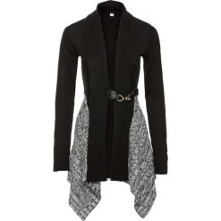 Sweter rozpinany bonprix czarno-szary. Czarne swetry damskie bonprix, bez wzorów, bez rękawów, bez kaptura. Za 109,99 zł.