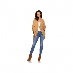 Stylowy kardigan oversize LS238. Brązowe kardigany damskie Lemoniade. Za 169,90 zł.