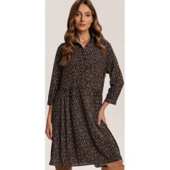 Czarno-Żółta Sukienka Keleva. Czarne sukienki damskie Renee, s, bez wzorów, bez kołnierzyka, bez rękawów, mini. Za 129,99 zł.