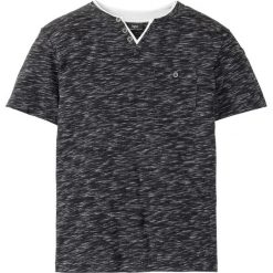 T-shirt melanżowy 2 w 1 bonprix czarny melanż. Czarne t-shirty męskie bonprix, s, bez wzorów, bez kołnierzyka. Za 44,99 zł.