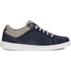 Geox - Buty. Niebieskie sneakersy męskie Geox, ze skóry, na sznurówki. Za 389,90 zł.