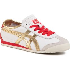 Sneakersy ONITSUKA TIGER - Mexico 66 1183A788 White/Pure Gold 102. Białe półbuty damskie Onitsuka Tiger, na co dzień, bez wzorów, ze skóry, bez obcasa, na płaskiej podeszwie, bez zapięcia. Za 379,00 zł.