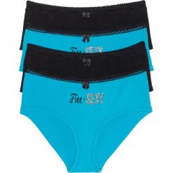Figi: Figi „maxi panty” z połyskującymi kamieniami (4 pary) bonprix niebiesko-czarny z nadrukiem