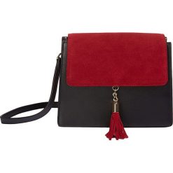 Torebki klasyczne damskie: Skórzana torebka "Osnate" w kolorze czarno-bordowym - 22 x 19 x 10 cm