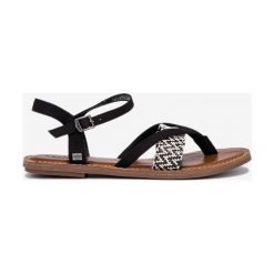 TOMS Sandały Czarny Brązowy. Pomarańczowe sandały damskie Toms, w paski, z materiału, bez obcasa, z paskami. Za 318,95 zł.