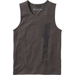 Koszulka tank-top z nadrukiem Slim Fit bonprix antracytowy. Szare koszulki męskie bonprix, s, z nadrukiem, z okrągłym kołnierzem, bez rękawów. Za 29,99 zł.