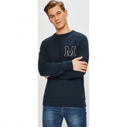 Mustang - Bluza. Niebieskie bluzy męskie Mustang, s, bez wzorów, z bawełny, z okrągłym kołnierzem, bez rękawów, bez kaptura. W wyprzedaży za 159,90 zł.