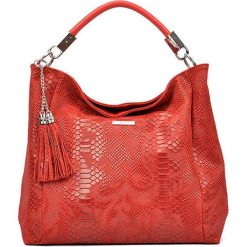 Shopper bag damskie: Skórzana torebka w kolorze czerwonym – (S)35 x (W)48 x (G)14 cm