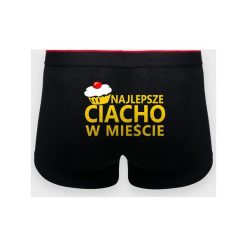 Bokserki męskie Najlepsze ciacho w mieście. Czerwone bokserki męskie MegaKoszulki, bez wzorów, z elastanu. Za 49,90 zł.