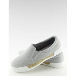 Trampki slip-on szare ROSALIE. Szare buty sportowe damskie FunKee.pl, bez wzorów, z jeansu, klasyczne. Za 65,99 zł.