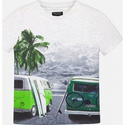 Mayoral - T-shirt dziecięcy 128-172 cm. Szare t-shirty męskie marki Mayoral, z nadrukiem, z bawełny, z okrągłym kołnierzem. Za 69,90 zł.