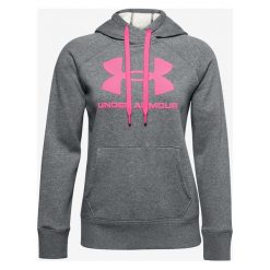 Under Armour Rival Fleece Logo Bluza Szary. Szare bluzy damskie Under Armour, l, z nadrukiem, z bawełny, bez rękawów, bez kaptura. Za 240,95 zł.