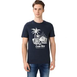 Jack & Jones Ohu Koszulka Niebieski. Niebieskie podkoszulki męskie Jack & Jones, xxl, z nadrukiem, z bawełny, z krótkim rękawem. Za 44,95 zł.