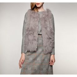Kamizelka damska 85-9F-005-8. Szare kamizelki damskie marki Wittchen, z haftami, z zamszu, eleganckie, bez kaptura. Za 699,00 zł.