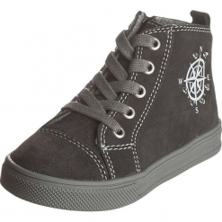 Skórzane sneakersy w kolorze antracytowym. Szare trampki chłopięce Zimowe obuwie dla dzieci, ze skóry, na sznurówki. W wyprzedaży za 147,95 zł.